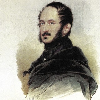 Hermann von Pückler-Muskau, kolorierte Bleistiftzeichnung von Moritz Michael Daffinger